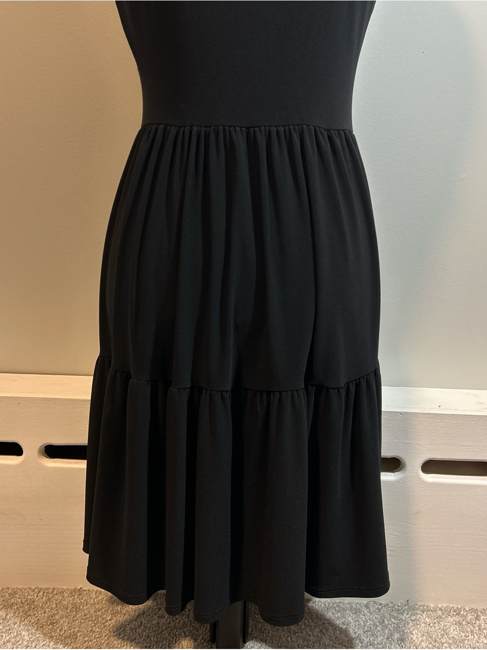 Nicole Miller Black Sleeveless Tiered Mini Dress